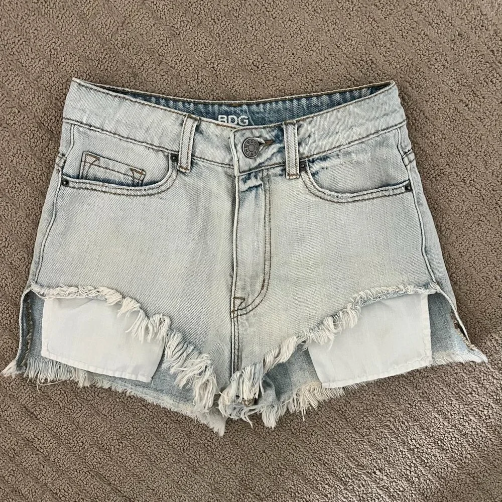 Urban Outfitters Cut Off Jean Shorts | BDG High Rise Lou Hi-Low Denim Shortie - Picture 4 of 8